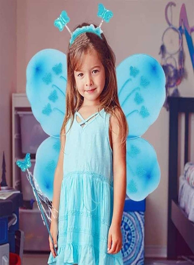 Royals BLUE Net Fairy Butterfly Wings Costume for Baby Girls in Blue - Soft Angel Dress Up Wings Birthday Party, Kids Fancy Dress, Party Gift for Girls, Magical Fairy Tale Costume Accessory - Image 2